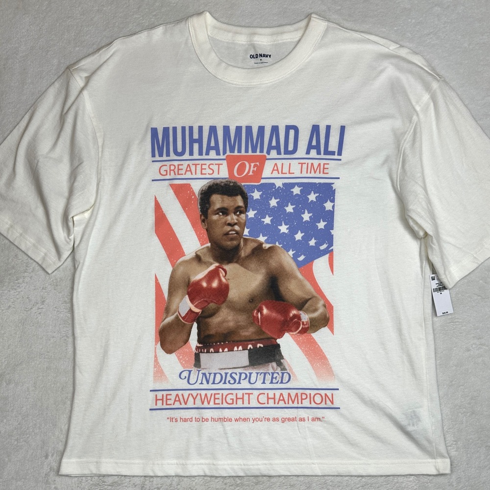 Old Navy Muhammad Ali Greatest Of All Time Graphic T-Shirt White Mens Medium NEW